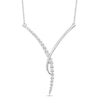 Thumbnail Image 0 of 1/3 CT. T.W. Diamond Curved "Y" Necklace in 10K White Gold