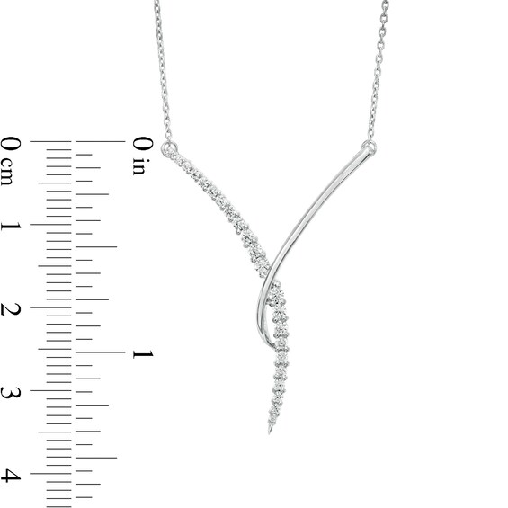 1/3 CT. T.w. Diamond Curved "Y" Necklace in 10K White Gold