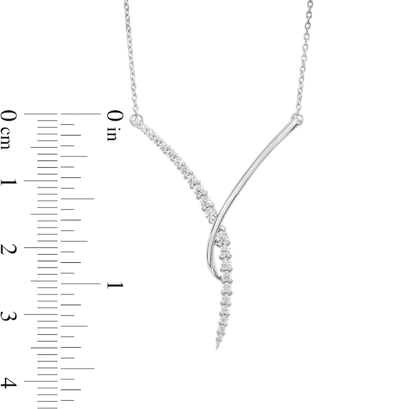 1/3 CT. T.W. Diamond Curved "Y" Necklace in 10K White Gold