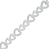 Thumbnail Image 0 of 1/15 CT. T.W. Diamond Sideways Heart Link Bracelet in Sterling Silver - 7.5"