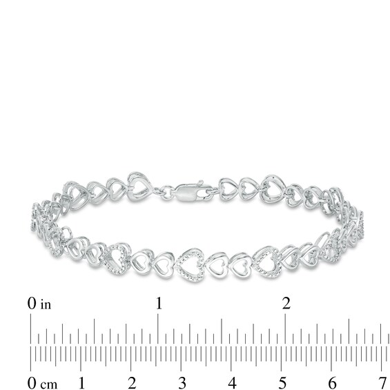 1/15 CT. T.w. Diamond Sideways Heart Link Bracelet in Sterling Silver - 7.5"