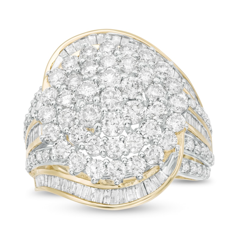Main Image 1 of 3 CT. T.W. Composite Diamond Multi-Row Bypass Ring in 10K Gold