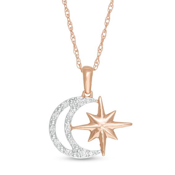 1/15 CT. T.W. Diamond Star and Moon Pendant in Sterling Silver with 10K Rose Gold Plate 1/15 CT. T.W. Diamond Star and Moon Pendant in Sterling Silver with 10K Rose Gold Plate