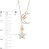 Thumbnail Image 2 of 1/15 CT. T.W. Diamond Star and Moon Drop Necklace in Sterling Silver with 10K Rose Gold Plate