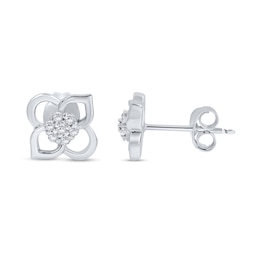 1/15 CT. T.W. Composite Diamond Flower Stud Earrings in Sterling Silver