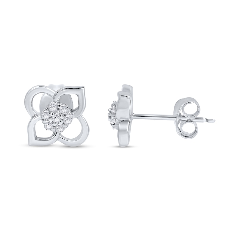 Main Image 1 of 1/15 CT. T.W. Composite Diamond Flower Stud Earrings in Sterling Silver