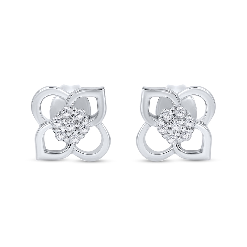 Main Image 2 of 1/15 CT. T.W. Composite Diamond Flower Stud Earrings in Sterling Silver