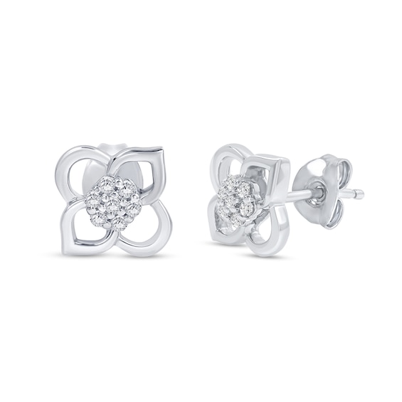 1/15 CT. T.w. Composite Diamond Flower Stud Earrings in Sterling Silver