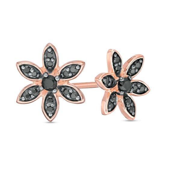 1/5 CT. T.W. Enhanced Black Diamond Flower Stud Earrings in Sterling
