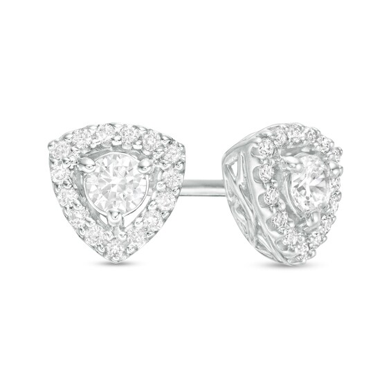 3/8 CT. T.w. Diamond Trillion Frame Stud Earrings in 10K White Gold