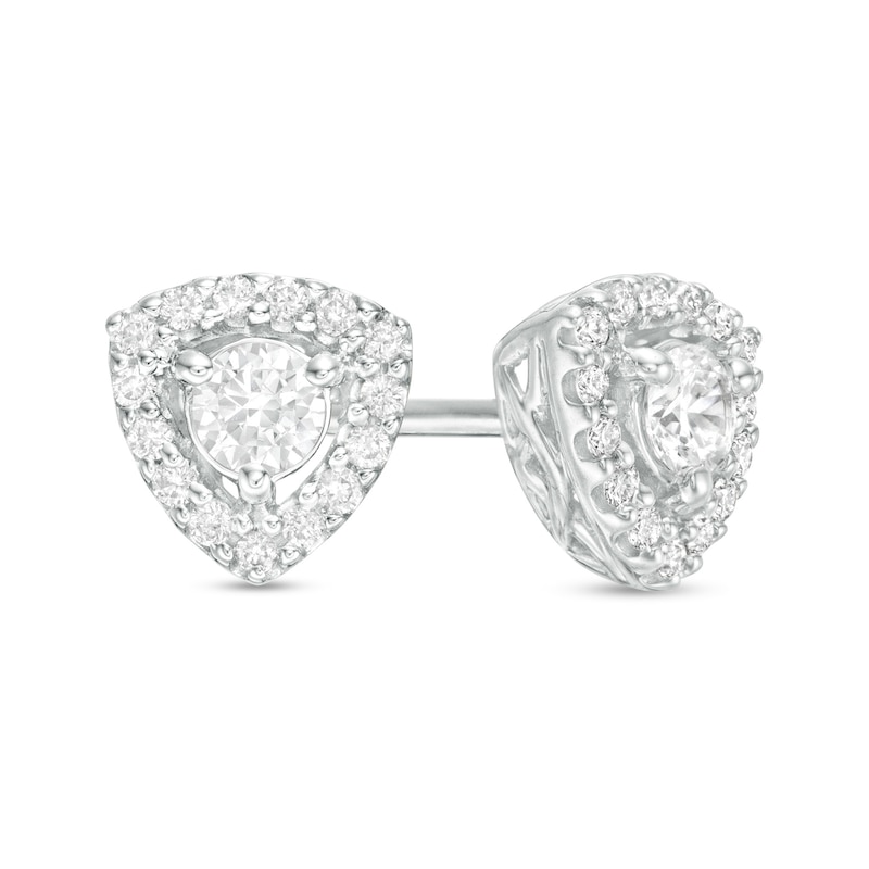 3/8 CT. T.W. Diamond Trillion Frame Stud Earrings in 10K White Gold