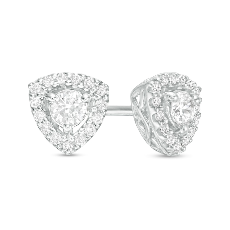 Main Image 1 of 3/8 CT. T.W. Diamond Trillion Frame Stud Earrings in 10K White Gold