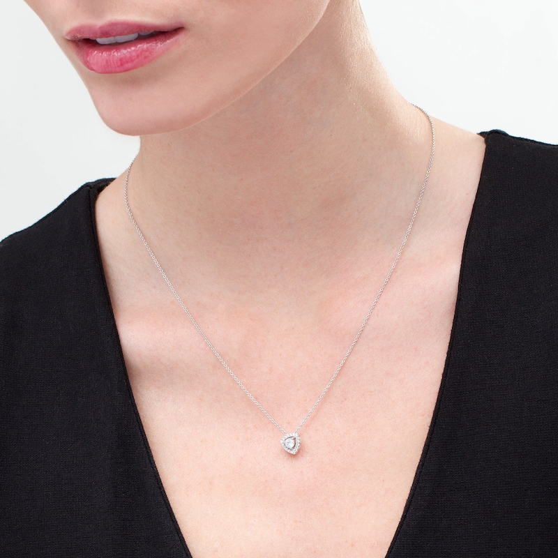 Main Image 2 of 1/3 CT. T.W. Diamond Trillion Frame Pendant in 10K White Gold