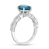 Thumbnail Image 2 of Oval London Blue Topaz and 1/8 CT. T.W. Diamond Vintage-Style Engagement Ring in 14K White Gold