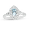 Thumbnail Image 0 of Oval Aquamarine and 1/3 CT. T.W. Diamond Double Marquise Frame Engagement Ring in 14K White Gold