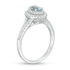 Thumbnail Image 2 of Oval Aquamarine and 1/3 CT. T.W. Diamond Double Marquise Frame Engagement Ring in 14K White Gold