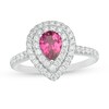 Thumbnail Image 1 of Pear-Shaped Tourmaline and 1/2 CT. T.W. Diamond Double Frame Engagement Ring in 14K White Gold