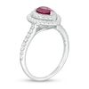 Thumbnail Image 3 of Pear-Shaped Tourmaline and 1/2 CT. T.W. Diamond Double Frame Engagement Ring in 14K White Gold