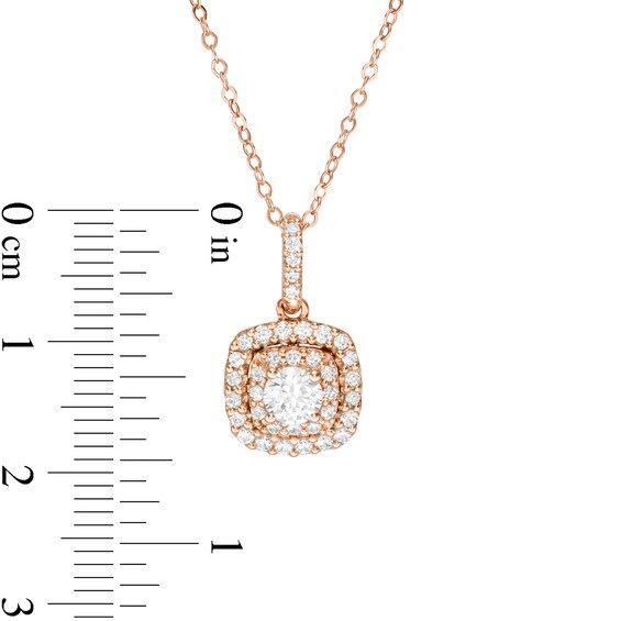 5/8 CT. T.w. Diamond Double Cushion Frame Pendant in 14K Rose Gold