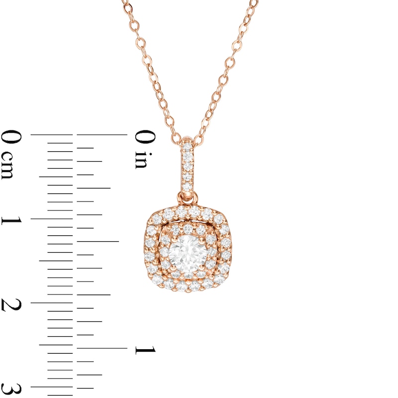 Main Image 2 of 5/8 CT. T.W. Diamond Double Cushion Frame Pendant in 14K Rose Gold