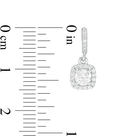 3/4 CT. T.w. Diamond Cushion Frame Drop Earrings in 14K White Gold