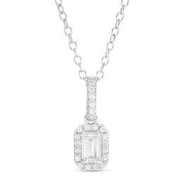 1/2 CT. T.W. Emerald-Cut Diamond Frame Pendant in 14K White Gold