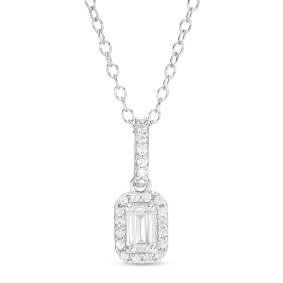 1/2 CT. T.w. Emerald-Cut Diamond Frame Pendant in 14K White Gold