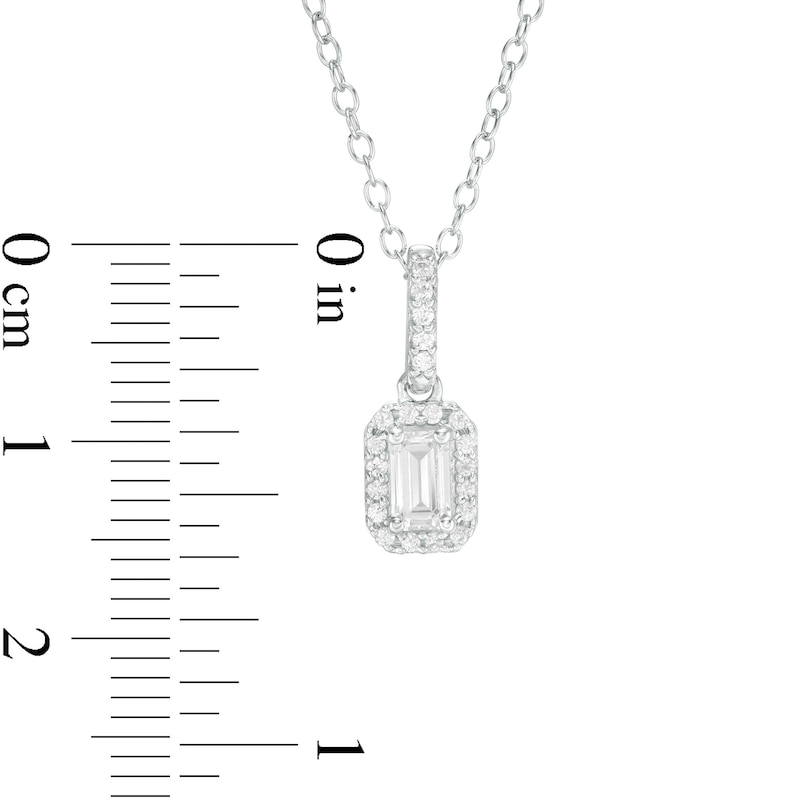 Main Image 3 of 1/2 CT. T.W. Emerald-Cut Diamond Frame Pendant in 14K White Gold