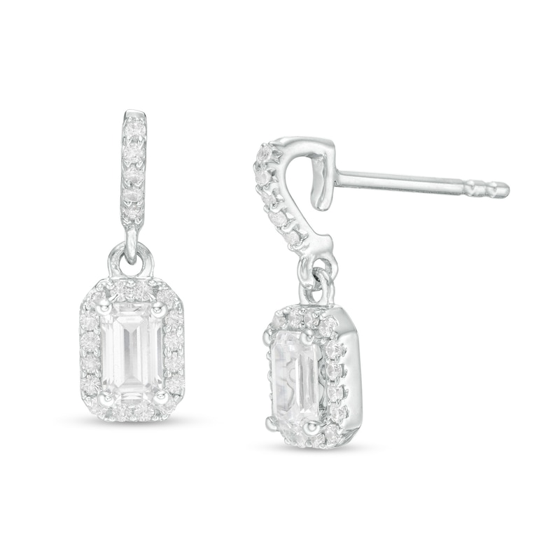 5/8 CT. T.W. Emerald-Cut Diamond Frame Drop Earrings in 14K White Gold