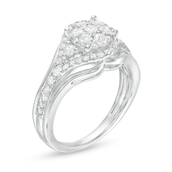 3/4 CT. T.w. Composite Diamond Frame Ring in 10K White Gold