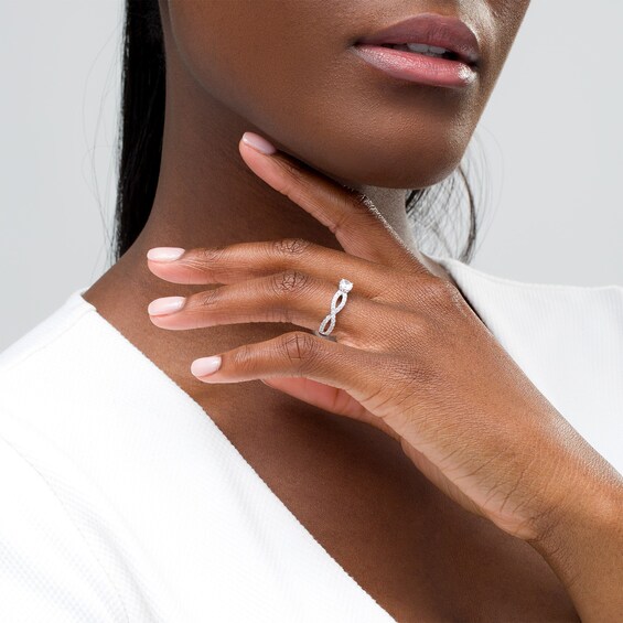 1 CT. T.w. Diamond Infinity Twist Shank Engagement Ring in 10K White Gold