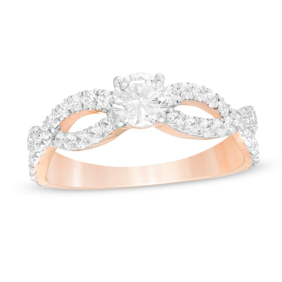 1 CT. T.w. Diamond Infinity Twist Shank Engagement Ring in 10K Rose Gold