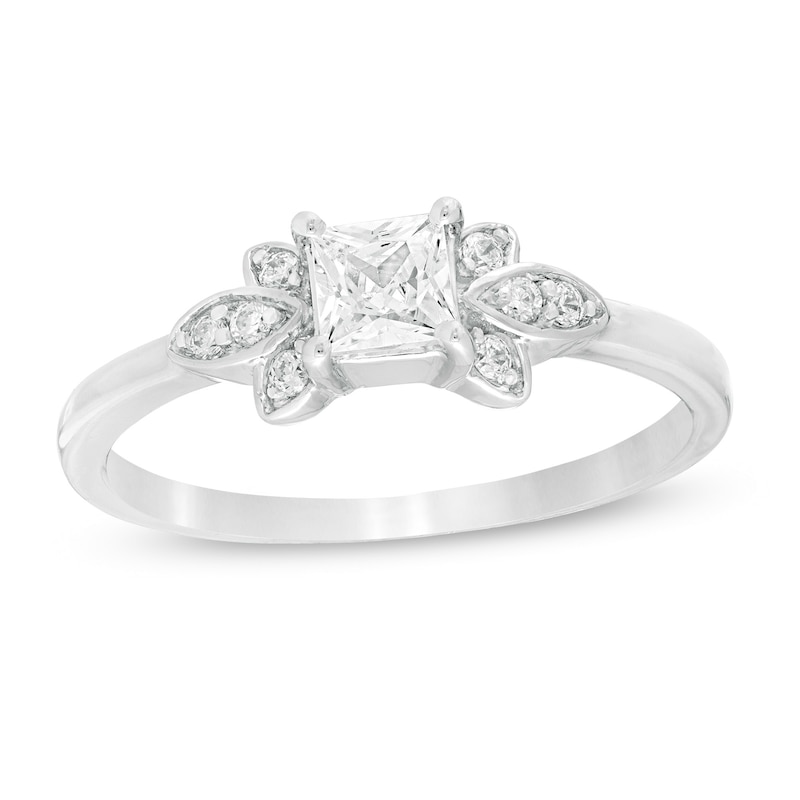 3/8 CT. T.W. Princess-Cut Diamond Tri-Sides Engagement Ring in 10K White Gold