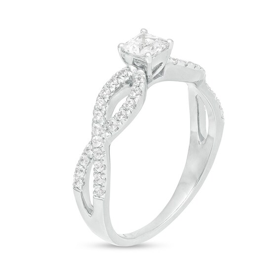 1/2 CT. T.w. Princess-Cut Diamond Infinity Twist Shank Engagement Ring in 10K White Gold