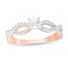 Thumbnail Image 0 of 1/2 CT. T.W. Princess-Cut Diamond Infinity Twist Shank Engagement Ring in 10K Rose Gold