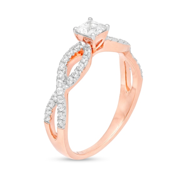 1/2 CT. T.W. Princess-Cut Diamond Infinity Twist Shank Engagement Ring in 10K Rose G