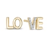 Vera Wang Love Collection Diamond Accent "LOVE" Mismatch Stud Earrings in 10K Gold