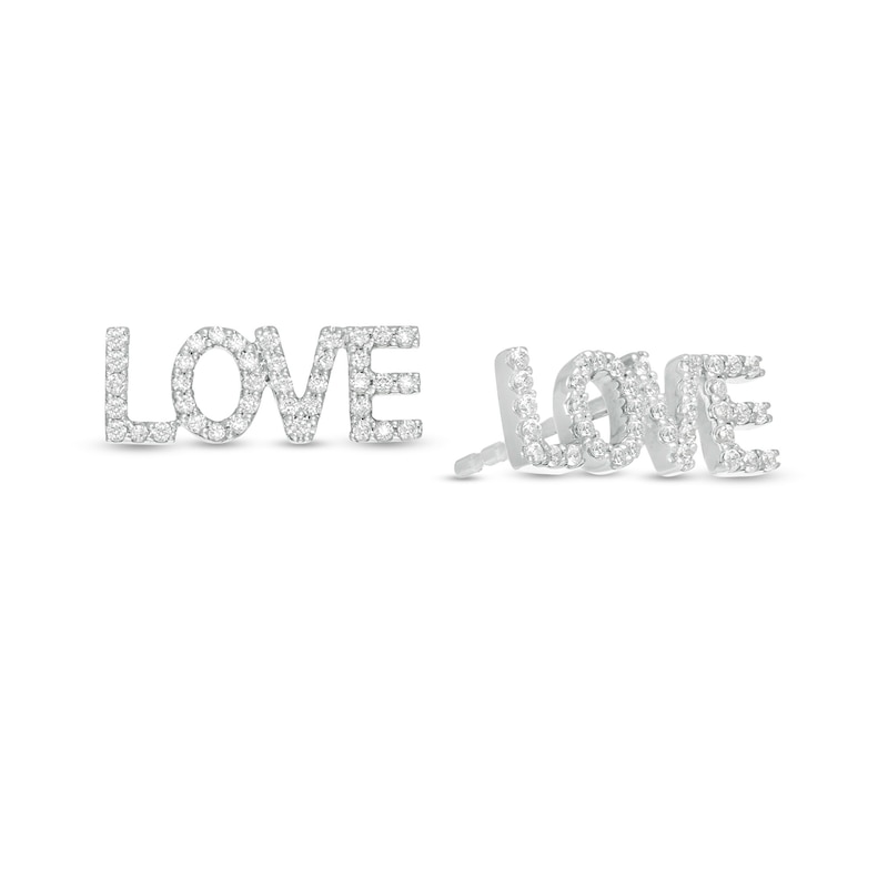 Main Image 1 of Vera Wang Love Collection 1/5 CT. T.W. Diamond "LOVE" Stud Earrings in Sterling Silver