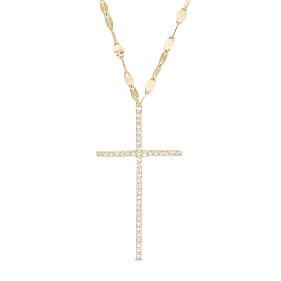 1/8 CT. T.w. Diamond Cross Necklace in 10K Gold
