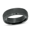 Thumbnail Image 1 of Men's 7.0mm Satin Center Beveled Edge Comfort-Fit Band in Black Titanium