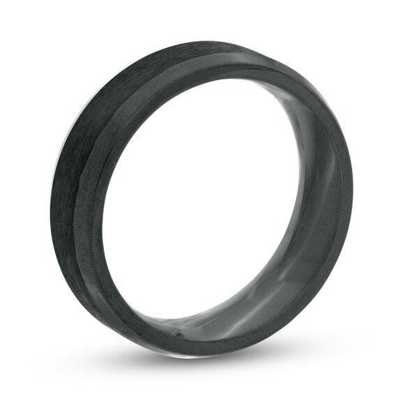 7.0mm Satin Center Beveled Edge Comfort-Fit Band in Black Titanium