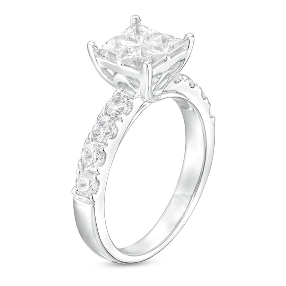 2 CT. T.w. Quad Princess-Cut Diamond Engagement Ring in 14K White Gold