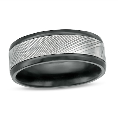 Zales Men's 8.0mm Black Stainless Steel Wedding Band