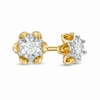 Thumbnail Image 1 of 1/15 CT. T.W. Diamond Solitaire Flower Stud Earrings in Sterling Silver with 14K Gold Plate