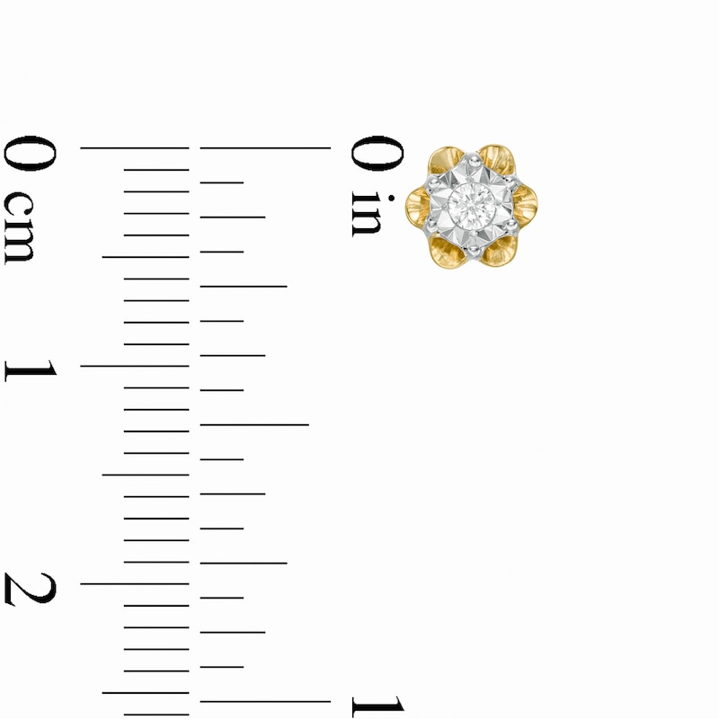 Main Image 3 of 1/15 CT. T.W. Diamond Solitaire Flower Stud Earrings in Sterling Silver with 14K Gold Plate