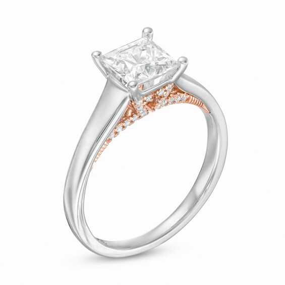Zales Private Collection 1-5/8 Ctw. Certified Princess-Cut Diamond Engagement Ring in 14K Two-Tone Gold (F/I1)