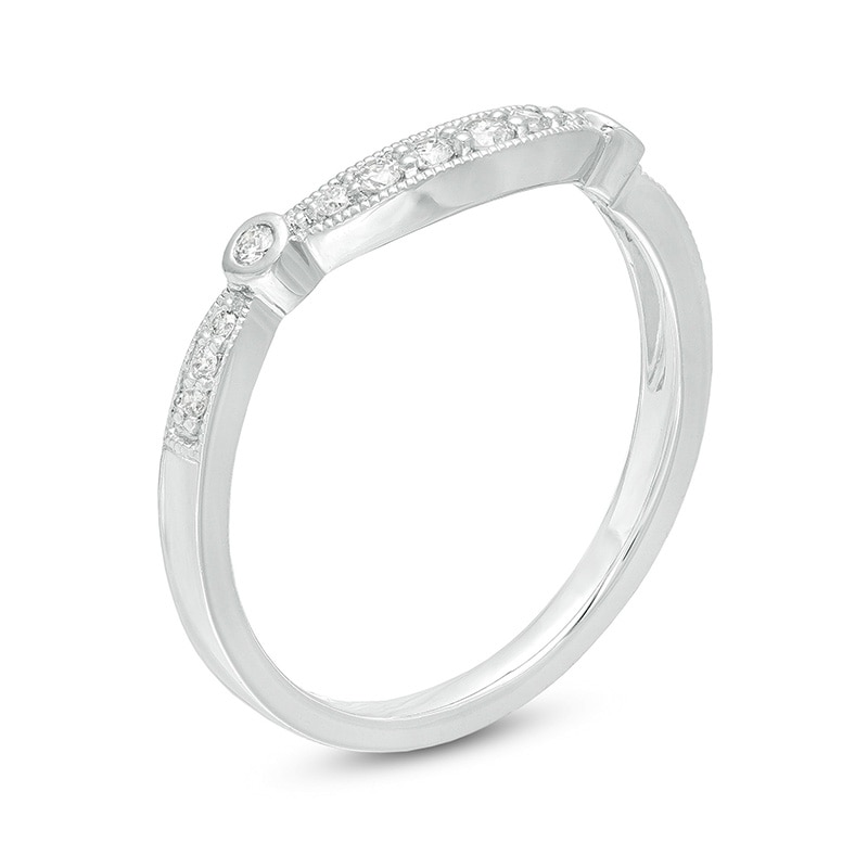 Main Image 3 of 1/6 CT. T.W. Diamond Contour Vintage-Style Anniversary Band in 10K White Gold