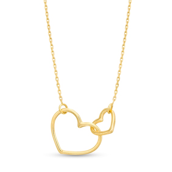 Interlocking Hearts Necklace in 14K Gold