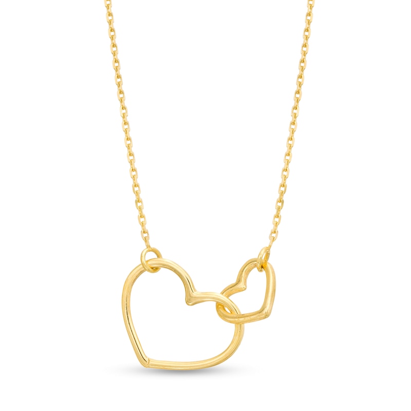 Main Image 1 of Interlocking Hearts Necklace in 14K Gold