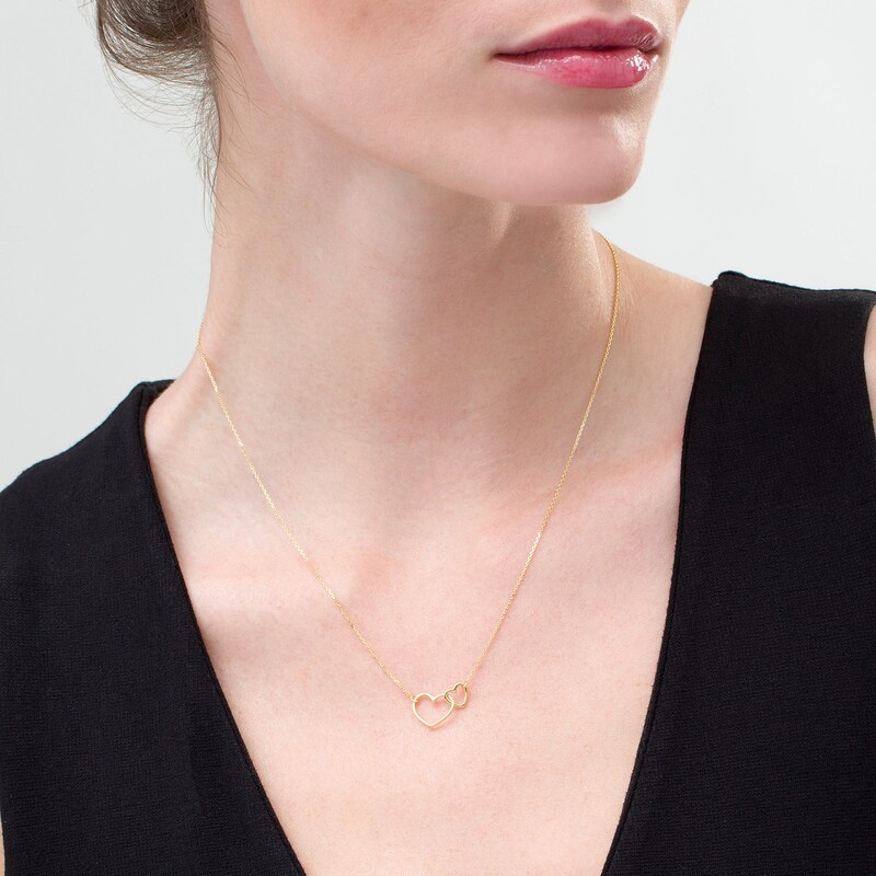 Main Image 2 of Interlocking Hearts Necklace in 14K Gold